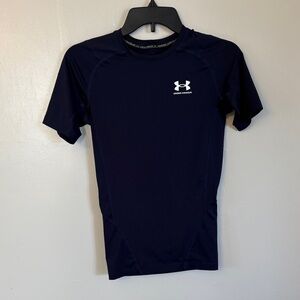Under Armour Navy Blue Short Sleeve Compression Top - Size Small